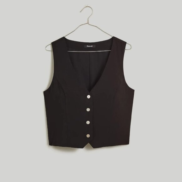 Madewell Katrina Crop Vest Top | Black | NWT | Size 10 - Picture 1 of 6